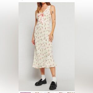 Reformation Janis Cream Floral Dress